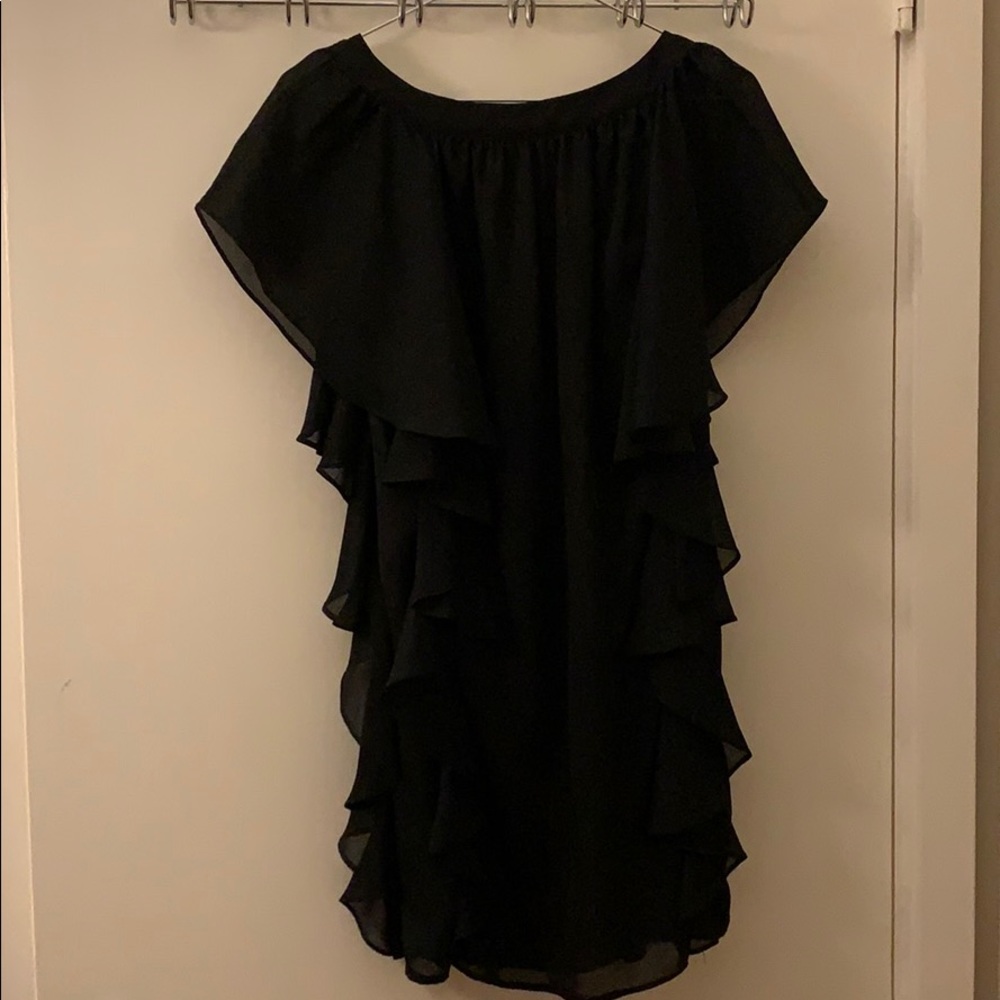 Black peplum ruffles dress